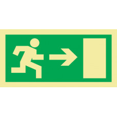 Sinal de evacuação, saída para a direita.
