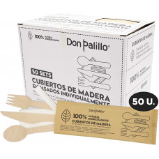 Pack Garfo/Faca/Colher/Guard./Palito de Madeira c/ 50 Un. Pack Garfo/Faca/Colher/Guard./Palito de Madeira c/ 50 Un.